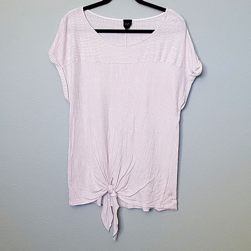 W5 gold striped short sleeve top large